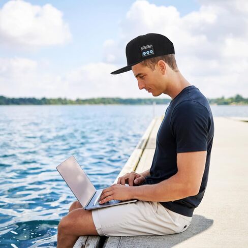 قبعة مع مكبر صوت بلوتوث قابل للتعديل بمنفذ USB نوع سي، قبعة بلوتوث لاسلكية ذكية للرياضة في الهواء الطلق، قبعة بيسبول للرجال/النساء/الفتيان/الفتيات، اسود in Kuwait