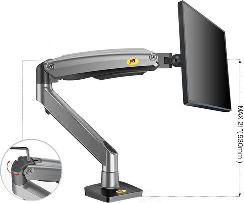 NB North Bayou Monitor Arm Desk Mount Ultra Wide Full Motion Swivel Long Arm with Gas Spring for 22''-35''Monitors from 6.6 to 26.4lbs Height Adjustable Monitor Mount Stand G70 in Kuwait
