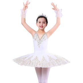 ORIDOOR Girl's Camisole Skirted Leotard Ballet Dress Lace Sequin Ballet Tutu Skirt Swan Ballet Costumes for Competition