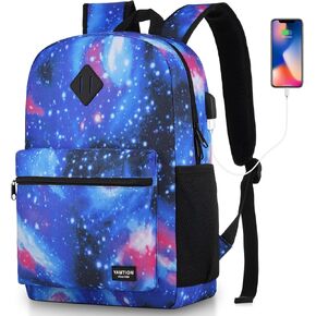 YAMTION Black Backpack for Women Men,Casual School Backpack Teen Boys and Girls 15.6 Inch Laptop Bookbag with USB Charger for College High School Travel Business in Kuwait