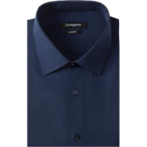 Zoomgarrity Men's Dress Shirts Stretch Wrinkle Free Moisture Wicking Cooling Solid Slim Fit Long Sleeve Button Down Shirt