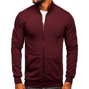 Men's Full Zip Up Active Track Jacket Zipper Mock Neck Sweatshirts Casual Long Sleeve Top with Pocket