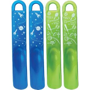 Shoe Horns for Kids | Family Pack of 4 -by Jasmine Seven | Colorful smooth lightweight plastic for all ages