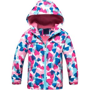 C2M Girls Boys Rain Jacket Waterproof Hooded Raincoats Fleece Lined Windbreakers for Kids in Kuwait