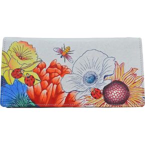 Anna by Anuschka Women's Hand Painted Leather Checkbook Cover-with Flap Closure & Card Holders-Amalfi Dawn