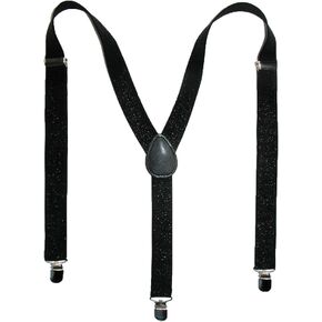 CTM® Women's Elastic Glitter Clip-End Suspenders