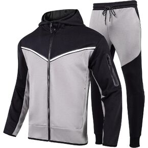 ANGELA BEBE Men's Tracksuits Sweatsuits For Men Hooded Tracksuit Sweatsuit Long Sleeve Full-Zip Jogging Sweatpants 2 Piece