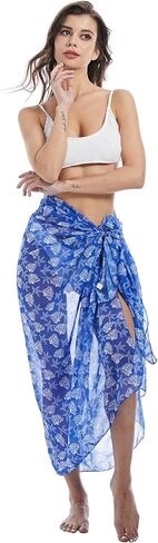 ملابس سباحة نسائية من MissShorthair مصنوعة من الشيفون على الشاطئ Pareos Sarong، ملابس سباحة شفافة تغطي ملابس السباحة بيكيني in Kuwait
