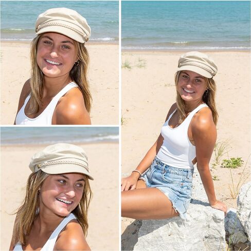 Funky Junque Greek Fisherman Newsboy Cap, Cotton Captains Bakerboy Hat in Kuwait