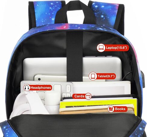 YAMTION Black Backpack for Women Men,Casual School Backpack Teen Boys and Girls 15.6 Inch Laptop Bookbag with USB Charger for College High School Travel Business in Kuwait
