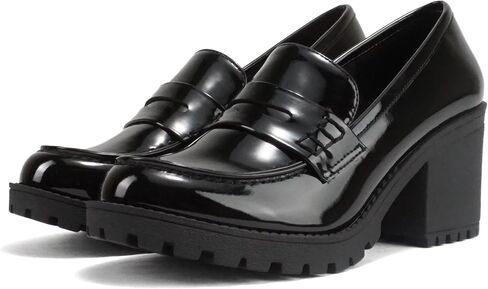 Soda “Kinder" ~ Women Slip On Chunky Mid Heel Lug Sole Penny Loafer Shoe in Kuwait