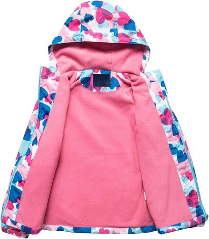 C2M Girls Boys Rain Jacket Waterproof Hooded Raincoats Fleece Lined Windbreakers for Kids in Kuwait