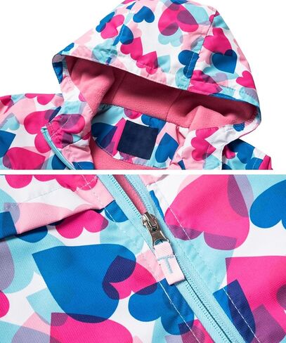 C2M Girls Boys Rain Jacket Waterproof Hooded Raincoats Fleece Lined Windbreakers for Kids in Kuwait