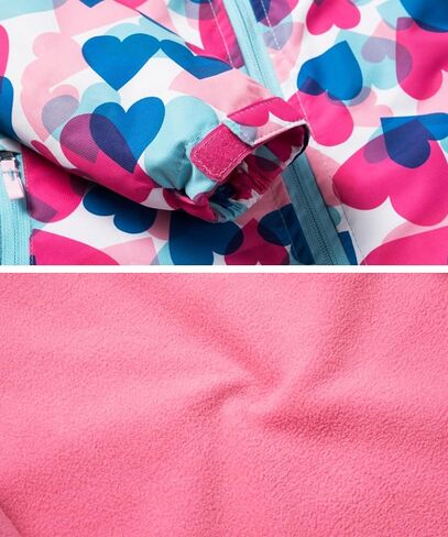 C2M Girls Boys Rain Jacket Waterproof Hooded Raincoats Fleece Lined Windbreakers for Kids in Kuwait