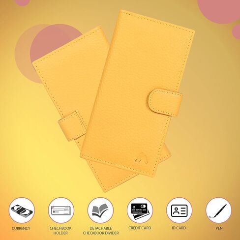 NeoMonte Handmade RFID Leather Checkbook Covers for Men and Women with 6 Credit Card & 1 ID Slot and Pen Holder in Kuwait