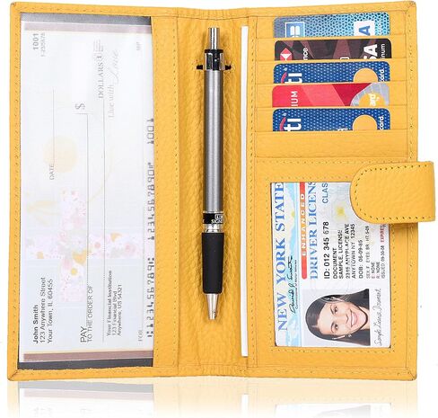 NeoMonte Handmade RFID Leather Checkbook Covers for Men and Women with 6 Credit Card & 1 ID Slot and Pen Holder in Kuwait