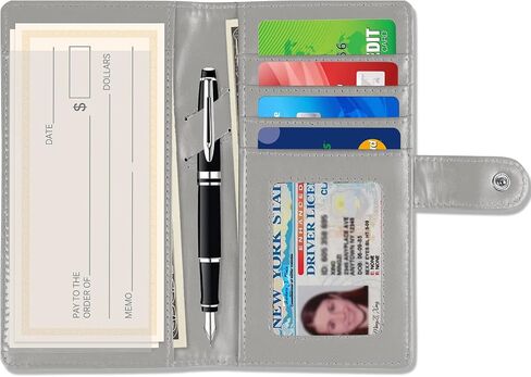 Sanlykate Checkbook Cover for Duplicate Checks and Register with Pen Slot, RFID Blocking PU Leather Standard Register Check Book Case Card Holder for Top & Side Tear Checks, Free Divider in Saudi Arabia