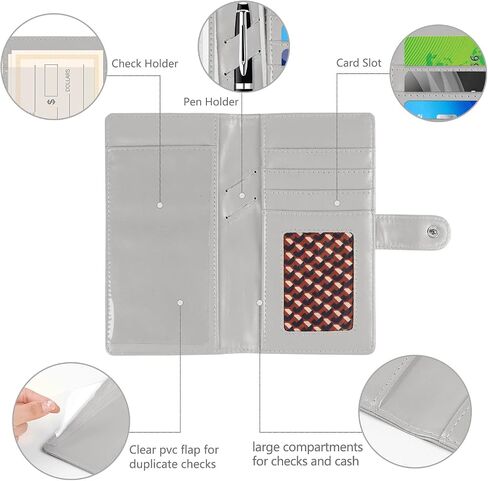 Sanlykate Checkbook Cover for Duplicate Checks and Register with Pen Slot, RFID Blocking PU Leather Standard Register Check Book Case Card Holder for Top & Side Tear Checks, Free Divider in Saudi Arabia