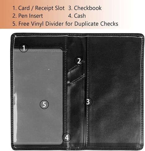 Sanlykate Checkbook Cover for Duplicate Checks and Register with Pen Slot, RFID Blocking PU Leather Standard Register Check Book Case Card Holder for Top & Side Tear Checks, Free Divider in Kuwait