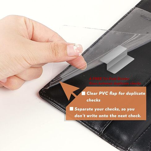 Sanlykate Checkbook Cover for Duplicate Checks and Register with Pen Slot, RFID Blocking PU Leather Standard Register Check Book Case Card Holder for Top & Side Tear Checks, Free Divider in Kuwait
