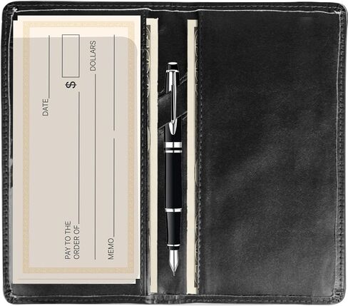 Sanlykate Checkbook Cover for Duplicate Checks and Register with Pen Slot, RFID Blocking PU Leather Standard Register Check Book Case Card Holder for Top & Side Tear Checks, Free Divider in Kuwait
