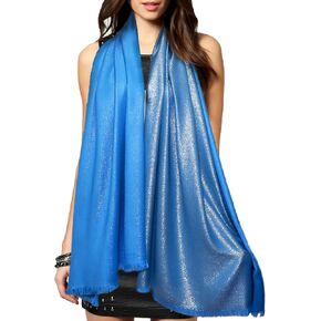 Gragengs Women's Sparkling Metallic Pashmina Shawls and Wraps Long Party Scarf Solid Color Two Tone in Saudi Arabia