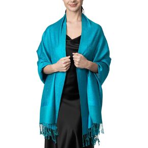 Achillea Two Tone Vintage Jacquard Paisley Pashmina Shawl Wrap Scarf