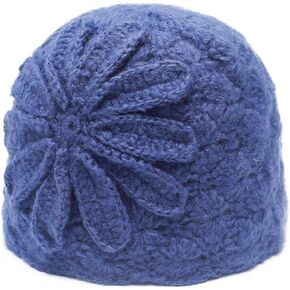 ZLYC Women Winter Knit Beanie Hat Soft Crochet Skullies Beanies with Flower Accent