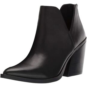 Kathemoi Womens Slip on Ankle Boots V Cutout Pointed Toe Chunky Stacked Mid Heel Booties in Saudi Arabia