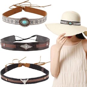 Cowboy Hat Band for Men, Western Hat Bands for Adjustable, Leather Hat Band for Sun Hat, Braided Hat Band for Cowgirl