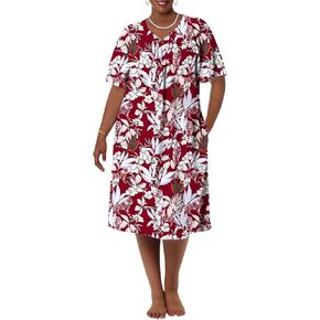 فستان MAXMODA Mumu للنساء بأكمام قصيرة فستان فضفاض للمنزل برقبة على شكل V فستان مو مو غير رسمي بطول الركبة S-XXXL in Kuwait