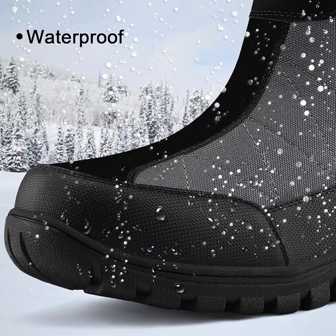 mysoft Mens Winter Snow Boots Waterproof Insulated Hiking Short Boot Fur Lined Warm Outdoor Ankle Shoes with Side Zipper in Saudi Arabia
