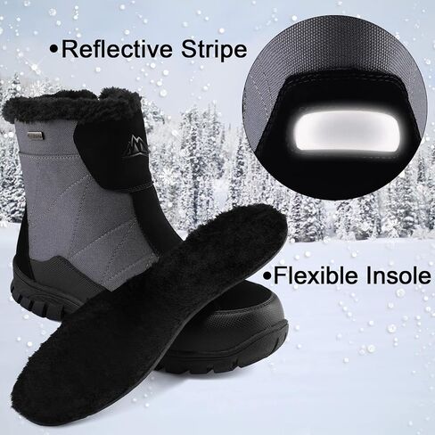 mysoft Mens Winter Snow Boots Waterproof Insulated Hiking Short Boot Fur Lined Warm Outdoor Ankle Shoes with Side Zipper in Saudi Arabia