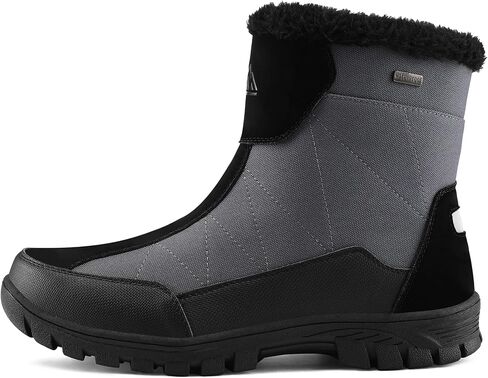 mysoft Mens Winter Snow Boots Waterproof Insulated Hiking Short Boot Fur Lined Warm Outdoor Ankle Shoes with Side Zipper in Saudi Arabia