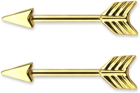 Forbidden Body Jewelry Pair of 14g 12mm Surgical Steel Arrow Nipple Piercing Barbells in Kuwait