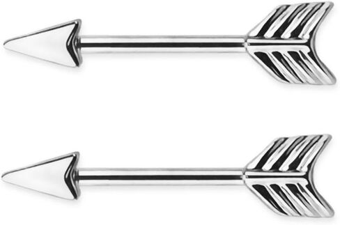 Forbidden Body Jewelry Pair of 14g 12mm Surgical Steel Arrow Nipple Piercing Barbells in Kuwait