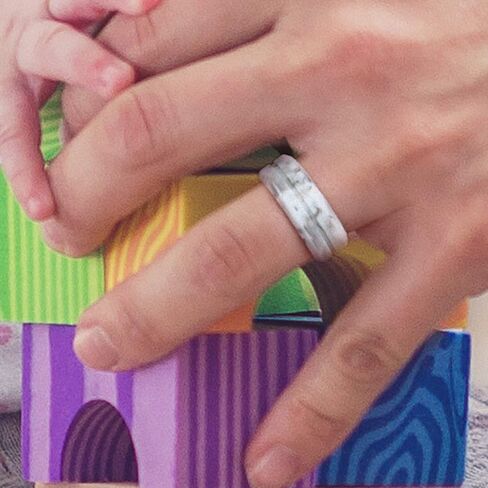 ROQ Silicone Rubber Wedding Ring for Men, Comfort Fit, Men's Wedding Band, Breathable Rubber Engagement Band, Engraved Middle Line and Dome Solid, Multi Packs, Multi Colors in Kuwait