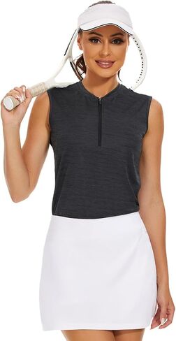 ZEALOTPOWER Women's Sleeveless Polo Golf Shirts Quick Dry Tennis Shirt with Zipper Tank Tops in Saudi Arabia