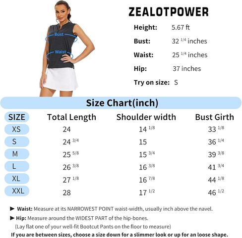 ZEALOTPOWER Women's Sleeveless Polo Golf Shirts Quick Dry Tennis Shirt with Zipper Tank Tops in Saudi Arabia