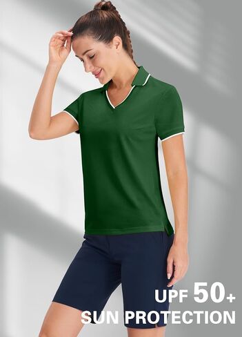 Hiverlay Women's Sleeveless Polo Golf Shirts Quick Dry UPF 50+ V-Neck with Collar Lightweight Tennis Workout Tank Tops in Saudi Arabia