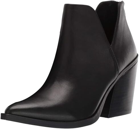Kathemoi Womens Slip on Ankle Boots V Cutout Pointed Toe Chunky Stacked Mid Heel Booties in Saudi Arabia