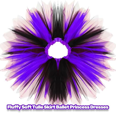 Girl Tutu Skirt 3-Layer Tulle Princess Ballet Dance Short Tutu Skirt Orange/Red/Purple/Green Tutu Halloween Costumes in Kuwait