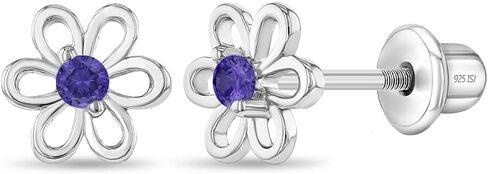 925 Sterling Silver CZ Flower Earrings for Young Girls - Hypoallergenic Screw Back Girls Earrings with 7mm Flower Design - Lightweight Safety Screw Back Earrings for Toddlers & Kids in Saudi Arabia