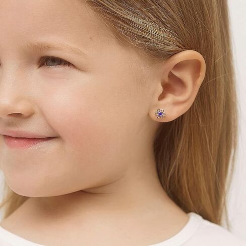 925 Sterling Silver CZ Flower Earrings for Young Girls - Hypoallergenic Screw Back Girls Earrings with 7mm Flower Design - Lightweight Safety Screw Back Earrings for Toddlers & Kids in Saudi Arabia