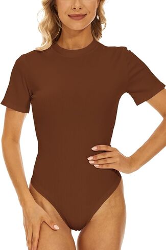 YIJIU المرأة وهمية الرقبة السلحفاة قصيرة الأكمام تي شيرت بلايز سليم صالح عادية الأساسية ارتداءها بذلة in Kuwait