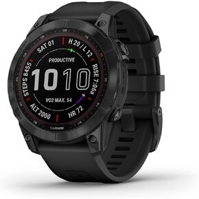 Garmin fenix 7S Sapphire Solar مع قدرات الشحن بالطاقة الشمسية، ساعة متينة مع نظام تحديد المواقع العالمي (GPS)، شاشة تعمل باللمس، ميزات العافية، تيتانيوم ذهبي كريمي مع شريط رملي خفيف (متجدد) in Saudi Arabia