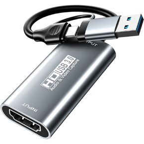XIIXMASK Video Capture Card,USB C 3.0 Capture Card,HDMI to USB C Audio Video Recording in 1080P@60Hz, 2K@30Hz for Teaching,Broadcasting,Gaming,Streaming,Video Conference