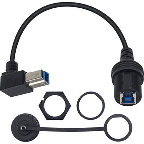 Duttek USB B كابل تركيب متساطح، كابل تثبيت لوحة داش USB B 3.0 ذكر إلى USB B 3.0 أنثى تمديد سلك لوحة جبل كابل USB B إلى B 30 سم / 12 بوصة