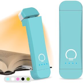 Book Reading Light,2 Pack Silent Touch Books Lamp for Reading in Bed,Rechargeable Clip on Booklight with 3 Amber Color & 7 LEDs Precise Dimming for Night Reading for Book Lovers,Kid,White+Blue | 3 Amber Colors,Stepless Dimming,Eye-Caring Mode,Up to 100H R in Kuwait