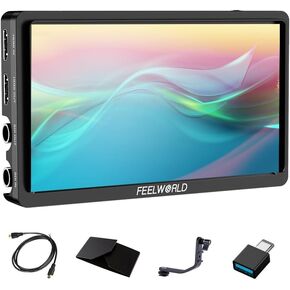 FEELWORLD FW568S 6 Inch SDI Field Monitor Full HD 1920x1080 IPS DSLR Camera Monitor with Waveform LUT Peak Video Focus F970 External Power and Install Kit 3G SDI 4K HDMI Input 8.4 V DC Output in Kuwait